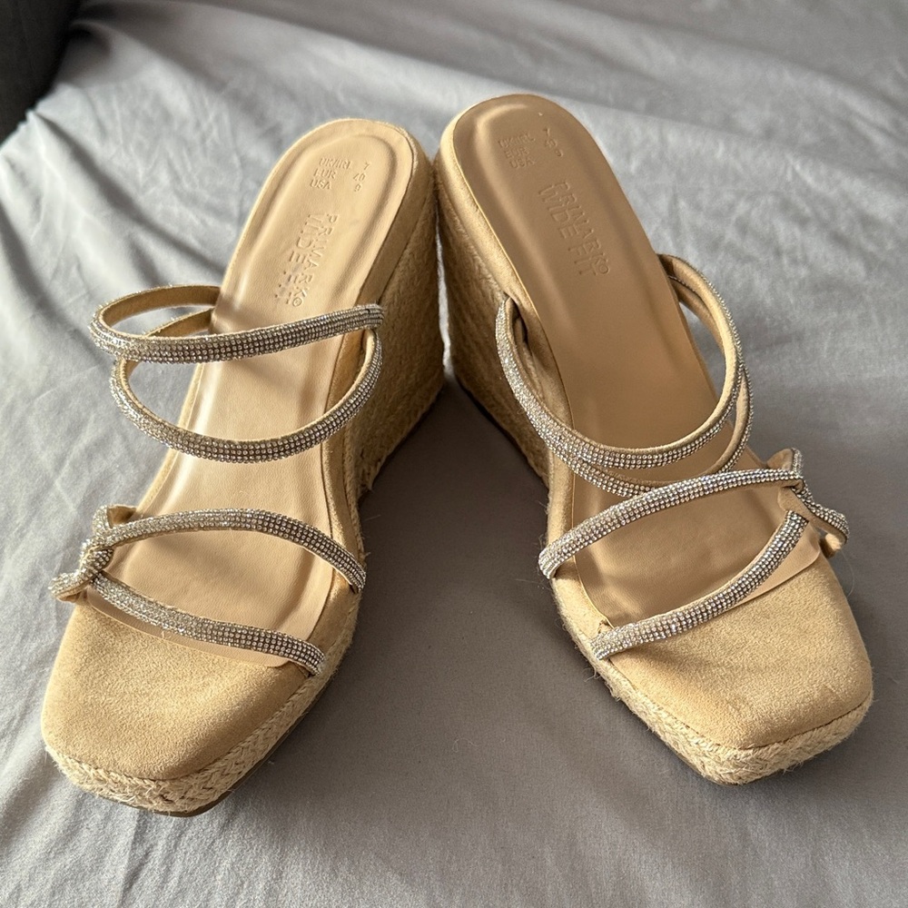 Primark Beige Strappy Wedge Sandals